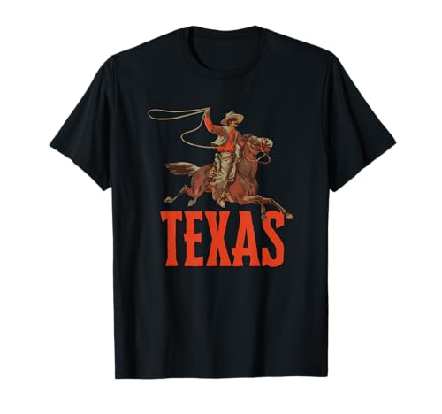 Texas Retro Roping Cowboy Vintage Graphic Maglietta