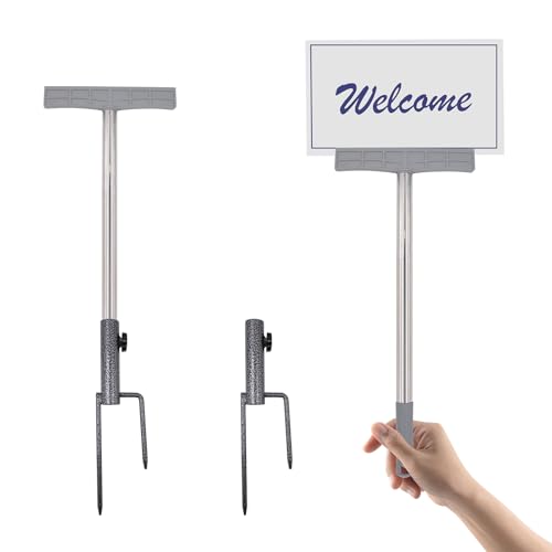 2 paletti per cartelli con palo di metallo Yard Sign, supporto per palo da giardino, antiruggine, per giardino, cortile, prato