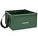 Navaris Secchiello Pieghevole Campeggio - Vaschetta Bucato Lavaggio Stoviglie in Viaggio - Catino con Manici 15L 31x31x21cm - Camping Bucket - Verde