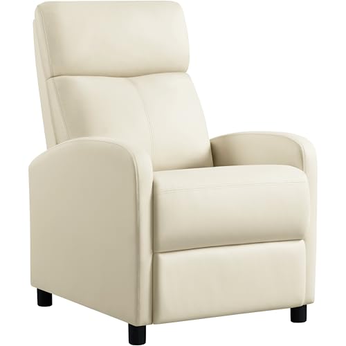 Yaheetech Fauteuil de Relaxation Chaise de Détente Siège de Canapé Rembourré pour Salon/Chambre/Home Cinéma/Lecture Beige/Similicuir