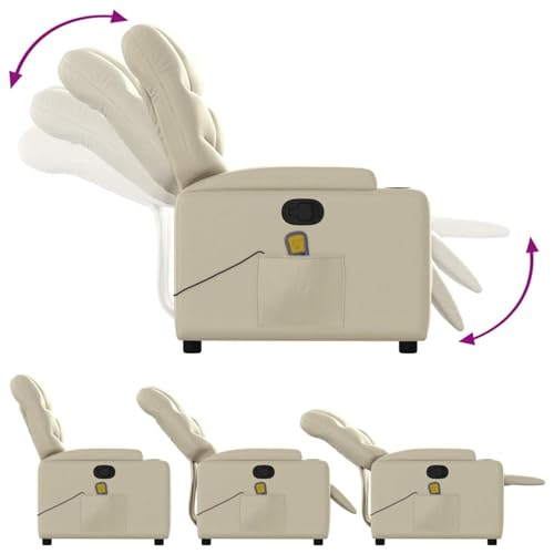 Tidyard Massagesessel mit Relaxfunktion, Kunstleder, Creme, Armlehnensessel Relaxsessel TV-Sessel Fernsehsessel für Wohnzimmer Schlafzimmer3206053 – Bild 6