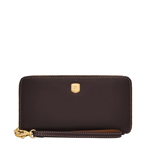 Image of Fossil Women's Wallet, Lennox Leather Zip Around Clutch Wallet for Women, Mink