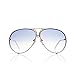 Porsche Design Iconic Unisex-Adults Aviator Sunglasses (66mm, W - Yellow Gold, White/Lens - Blue Gradient/Extra Lens - Brown)
