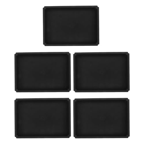 HIAKDOFT 5 Piezas Bandeja Rectangular para Plantas Unidades Base de Resina Negra para Macetas Plato de Goteo Protector para Bonsáis y Suculentas Colección de Platos para Riego y Drenaje