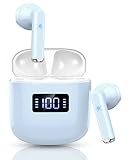 Écouteur Bluetooth sans Fil 2022 Nouvelle Ecouteurs Bluetooth 5.3 avec 4 Mic,25H LCD Étui Charge,CVC8.0 Réduction du Bruit Oreillette Bluetooth,HiFi Ecouteurs San Fil Contrôle Casque Bluetooth Bleu