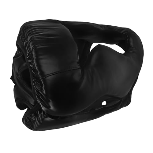 Milisten Diadema de Boxeo capacitación Protector Casco de Boxeo Guardia Deporte mentón Cascos de Boxeo para Hombres Equipo de Combate de Boxeo Cascos de Boxeo para Cuero PU Negro