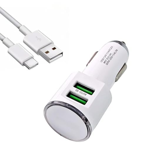 Carregador Veicular Turbo com 2 Entradas USB 3.4A Com Cabo Usb-C Tipo C