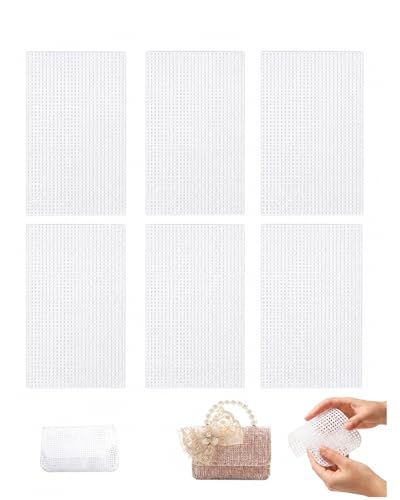 RAVNIX 6 Pièces Canevas Plastique Maille 20x30 cm Blanc | Facile à Découper pour Point de Croix, Tricot – Support Rigide Idéal pour Organisateur & Art...