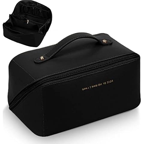 Groß Kapazität Kosmetiktasche Damen, Multifunktions Leder Reisekosmetiktasche Cover