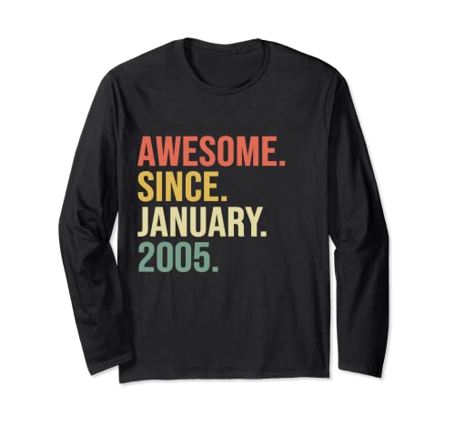 Awesome Since January 2005 - Tarjeta de felicitación para 15 cumpleaños Manga Larga