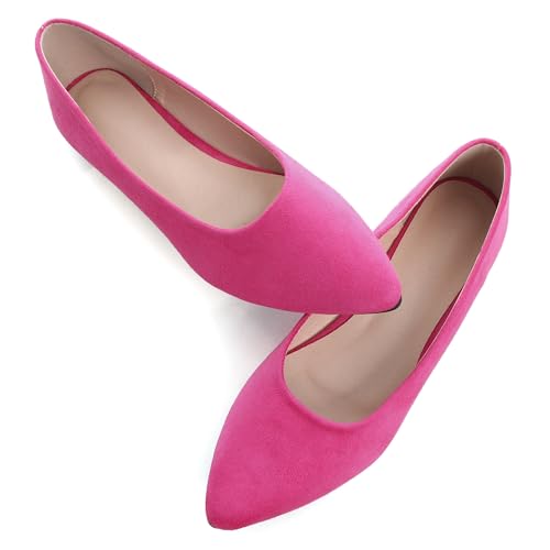 Image of Dear Time Women's Pointed Toe Ballet Flats Simple Casual Office Work Flats Slip-on Comfortable Shoes