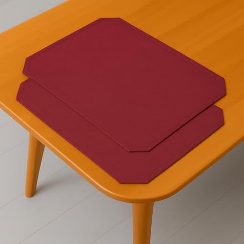 DecoHomeTextil Leinen Optik Tischdecke, 2 Stück 35 x 50 cm Dunkelrot, wasserabweisend, fleckenabweisend, abwaschbar, Lotuseffekt, bügelfrei