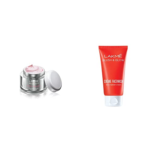 Image of LAKME 30 SPF Absolute Perfect Radiance Skin Lightening /Brightening Day Cream, 50G & Strawberry Creme Face Wash For Dry, Oily Skin, 100G,1Count