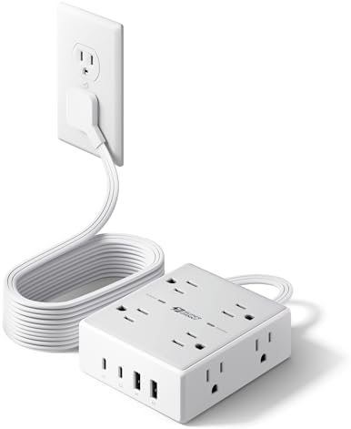 10Ft Extension Cord with Multiple Outlets & USB Ports