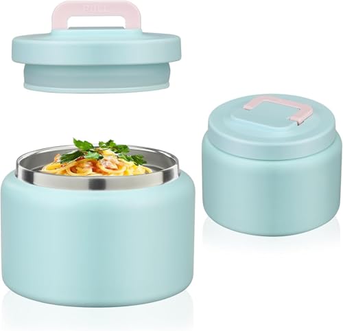 Image of JXXM 8 Oz Thermo Food Jar for Hot & Cold Food for Kids, Insulated Lunch Containers Hot Food Jar,Leak-Proof Vacuum Stainless Steel Wide Mouth Lunch Soup Thermo for School (A-Ice Blue)