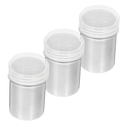 BESPORTBLE 3pcs Stainless Steel Cinnamon Sugar Pourer with Lid Flour Sifter Container for Baking Powdered Sugar Duster with Fine Mesh Dishwasher Safe Kitchen Spice Shakers
