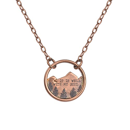 Lauren-Spencer Mountain Necklace for Women Mountain Range Necklace Forest Tree Mountain Pendant Necklace Nature Jewelry Gift for Skiers Hikers Climbers Nature Lovers (Rose Gold Forest Mountain)