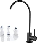 Water Filter Faucet, 304 Stainless Steel, Black, Lead-Free, Non-Air Gap RO, Quick Connectors Included