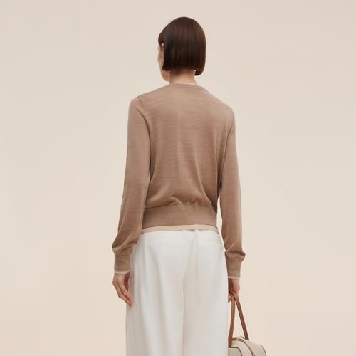 Image of GOELIA Pure Cashmere Wool Cardigans Womens Sweaters Trendy Long Sleeve Button Down Cozy Loose Fit Knit Going Out Tops