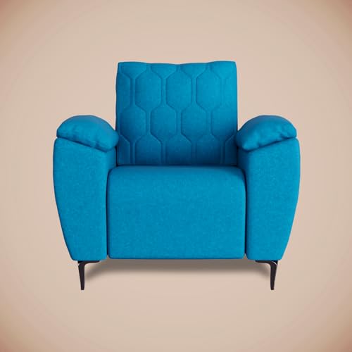 Image of Centuary Sleepables Modena Premium Sofa|Classy Quilted Suede Fabric Upholstery|Fiber-Filled Back Cushion|Wide Plush Fibrefilled Armrests|Ergonomic Lumbar Support |Oasis Blue|3 Years Warranty