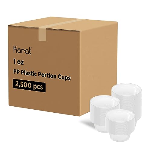 Image of Karat [2500 ct] 1 oz Portion Cups - Polypropylene Condiment Cups for Dressings, Sauce, Souffle, Jello Shots Containers | Clear | FP-P100-PP