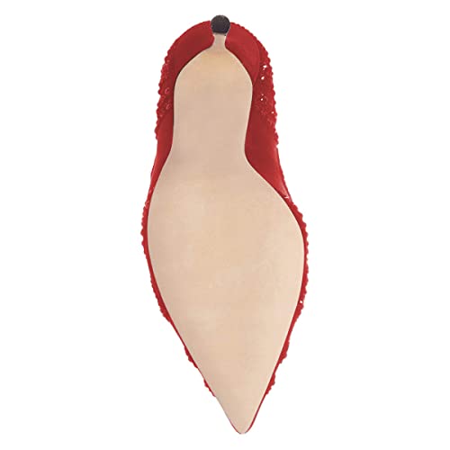 XYD Women Elegant Rhinestone Crystals Stiletto Heels for Wedding Bridal Pointed Toe Pumps Evening Shoes4