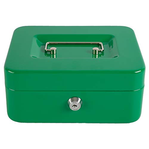 Xydled Locking Steel Medium Cash Box With Removable Coin Tray And Key Lock,7.87"X 6.30"X 3.54",Green #TOP1