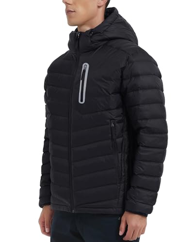 Lesmart Men Down Jacket Puffer Winter Jacket with Hooded Packable Lightweight Windproof Insulated Warm Coat2