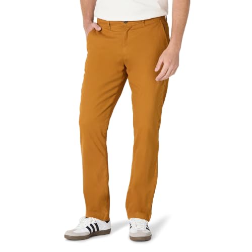 Amazon Essentials Men's Athletic Fit Casual Stretch Chino Work Trousers (Available in Big & Tall), Dark Camel, 40W / 29L