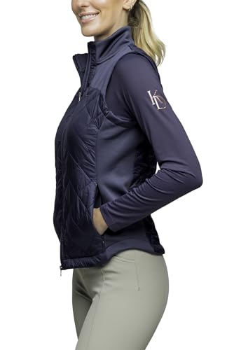 Kastel Denmark Women's Lightweight Sleeveless Quilted Puffer Vest | Full Zip Solid Color with Zipper Pockets and Stand Collar3