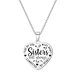 YOTHIWAD Heart Necklace for Women Family Friendship “Side By Side or Miles Apart” Engraved Pendant Necklace Jewelry Gift for Friends Sister Brother Family Besties Cousins