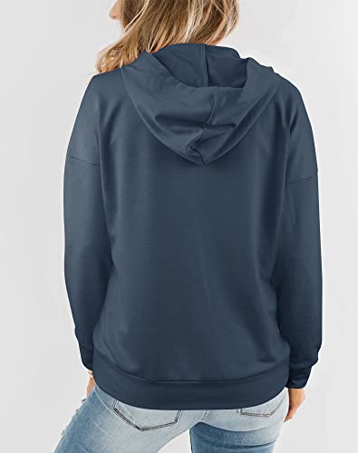 Hilltichu Womens Front Knot Hoodies Criss Cross Wrap Pullover Sweatshirts Casual Long Sleeve Tops (Navy,Medium,Women,Female,Adult,Us,Alpha,Medium,Regular,Regular) #TOP1