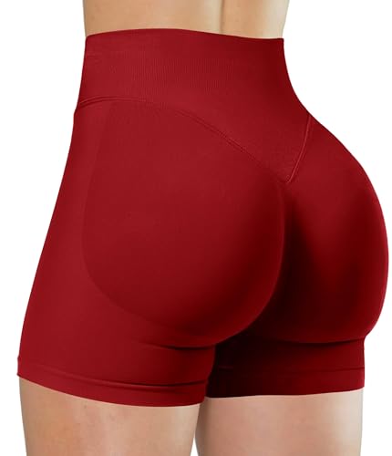 Recopilación de Ropa de Ping pong - solo los mejores. 43 Unthewe - Pantalones cortos de entrenamiento para mujer, sin costuras, para levantamiento de glúteos, cintura alta, control de abdomen, gimnasio y yoga, #1 Scarlett Red, M