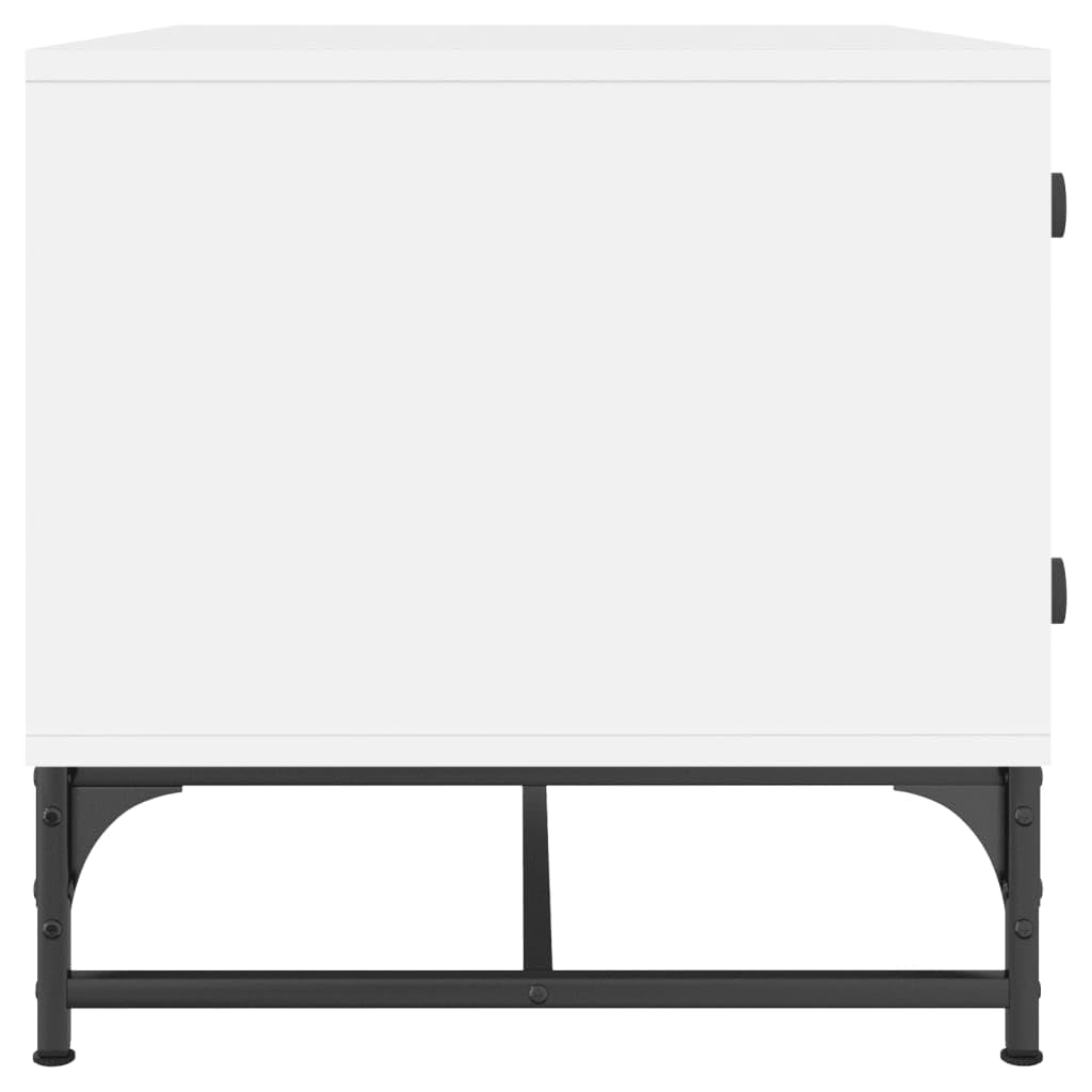 Homgoday Tavolino da caffè con ante in vetro, bianco, 68,5 x 50 x 50 cm, tavolino da tè per soggiorno, sala d'accoglienza degli ospiti, camera da letto e mobili da ufficio
