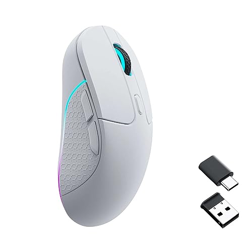 Image of Keychron M3 Wireless Gaming Optical Mouse, Tri-Mode 2.4 GHz /Bluetooth 5.1 /Wired, PixArt PAW 3395 sensor, 26000 DPI, LED RGB Backlit,79g Lightweight Programmable Macro Button for Windows PC /Mac - White