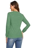 Cuptacc Tunic for Women UK Autumn Winter Warm Crew Neck Women Tops Solid Color Basic Casual Longline Without Hood Fashion Sweatshirt Bean Green M - Image 5