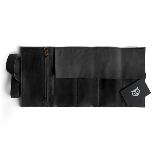 Image of Hide & Drink, Watch Roll Organizer with Zippered Pouch, Easy Carry On Watchlover Storage, Travel Essentials Gift, Full Grain Leather, Handmade (Charcoal Black)