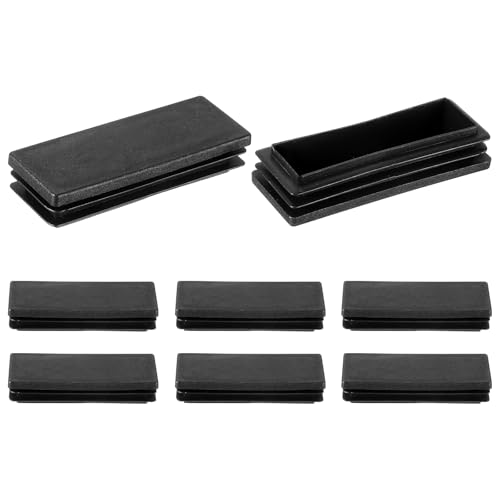 Image of uxcell 8 Pcs Rectangle Tubing End Caps 3 1 /8 x 1 7 /32 Inch Plastic Hole Plugs Insert End Cap for Metal Tubing Post Chair Leg Table Bookshelves Furniture, Black