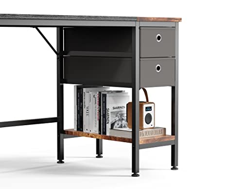 HOMIDEC Office Desk, Computer Desk with Drawers 47" Study Writing Desks for Home with Storage Shelves, Desks & Workstations for Home Office Bedroom