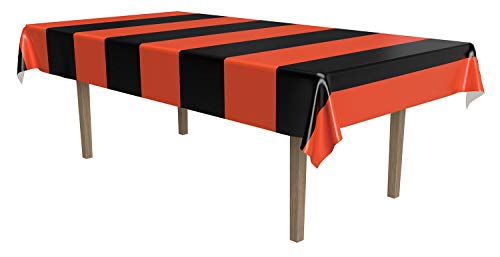 Beistle Orange & Black Stripes Tablecover