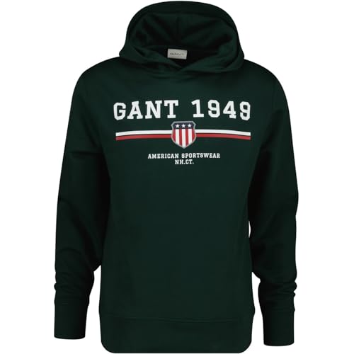 Gant Sudadera con Capucha para Hombre, Tartán Green, S