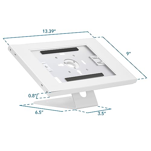 Image of Mount-It! Anti-Theft Tablet Kiosk, Locking Tablet Enclosure with Counter Top and Wall Mount Base, Universal Enclosure for iPads Gen 7, 8, 9 and 10, iPad Pro, iPad Air, White
