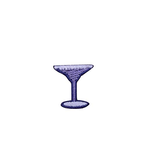 Small Purple Margarita Glass Embroidered Iron on Patch