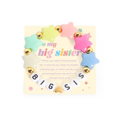 Image of Colorful Big Sister Bracelet Little Sister Bracelet Letter Beads and Heart Beads Bracelet Y2K Jewelry Gifts for Women