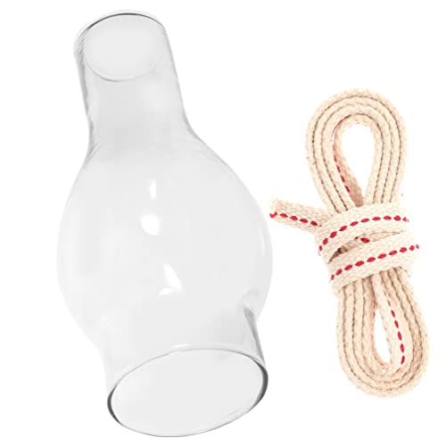 Vintage Style Kerosene Oil Lamp Chimney Replacement Handblown Chimney Traditional Oil Lamps, Transparent, 16.5X5.3X3.6CM
