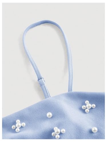 Floerns Girl's Pearl Beaded A Line Cami Dress Spaghetti Strap Birthday Short Dresses3