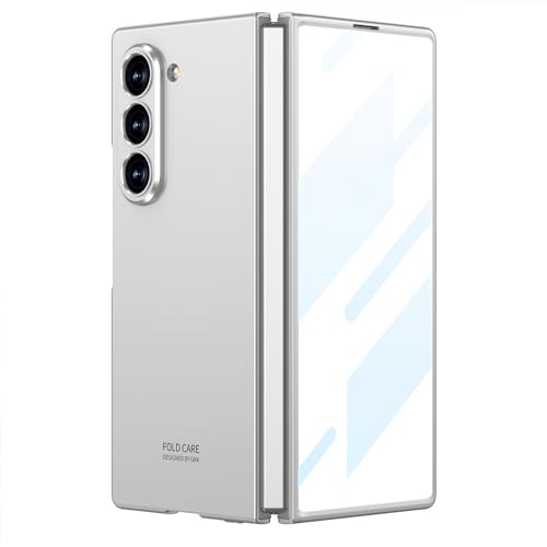 Image of Midkart Matte Case Compatible with Samsung Galaxy Z Fold 6 (Release 2024) with Front Glass Cover Hard PC Thin Independent Camera Protection, Silver