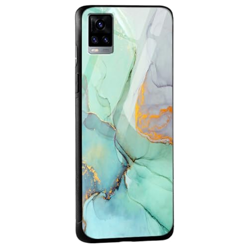 Image of COLORflow Back Cover Compatible with Vivo V20 | Green Marble | Shockproof TPU Bumper Cover with Camera Protection Back Cover Compatible with Vivo V20