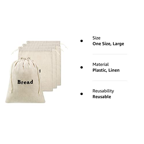 Linen Bread Bags Large Burlap Reusable Drawstring Bread Bags 12 X 15 Inch Unbleached Loaves Pastries Bags Handmade Food Storage For Bakery Picnic Wedding Wrapping Camping (3 Pieces) #TOP7