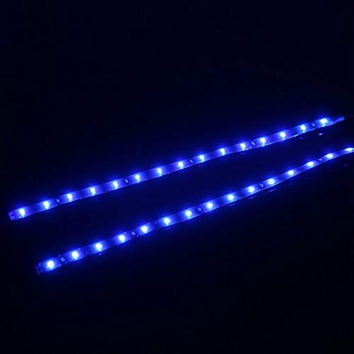 2x Bright Blue LED Light Strip Flexible Tape Backing 12V DC Universal Car Truck